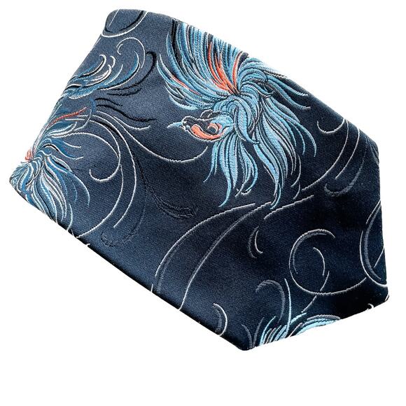 Vintage Oleg Cassini retro ultrawide tropical bird of paradise tie 4.5" w - Picture 1 of 5